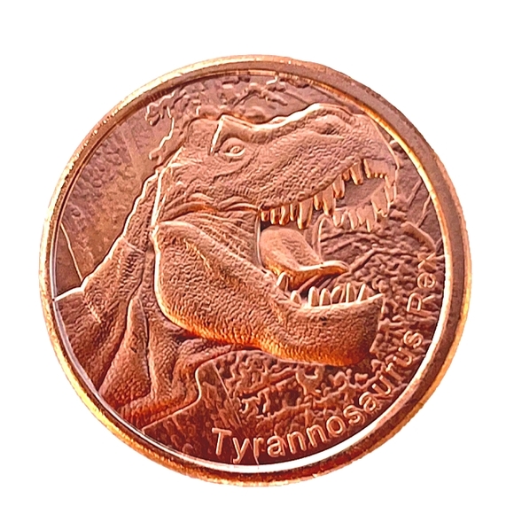 🦖 1 oz Copper Round - Tyrannosaurus Rex + Free Copper Penny - Picture 2 of 4